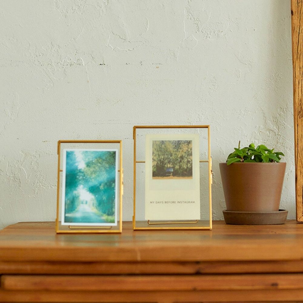 公式 shesay BRASS フォトフレーム 全3サイズ 高さ15.5cm 18cm 20.5cm ブラス 真鍮 フォトフレーム フォト 写真 スタンド 写真立て デスク 思い出 ハンドメイド シンプル ガラス アンティーク ゴールド 家族写真 ポストカード はがき dp