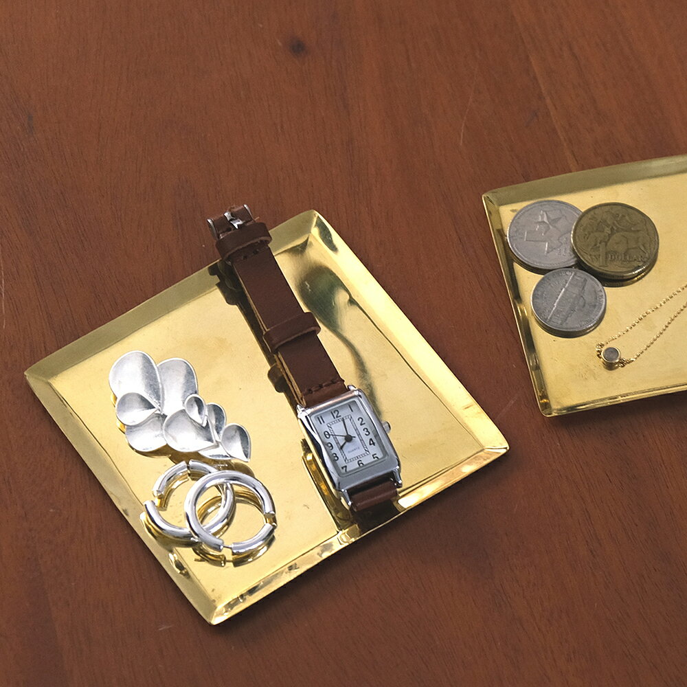 公式 shesay BRASSコースタースクエアリム 2サイズ BRASS ブラス 真鍮 トレー スクエア コースター 四角 アクセサリー 小物 什器 ハンドメイド アンティーク ヴィンテージ おしゃれ