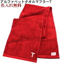 イニシャル タオル【名入れマフラータオルイニシャル赤　T】 名前入り 名いれスポーツ 運動会 応援 タオル 刺繍 贈り物 サッカータオル 中高生 が 喜ぶ プレゼント ジム用タオル 引退 運動部 20cm×115cm 厚手 入学祝い 高校 文字入り 赤　マフラータオル