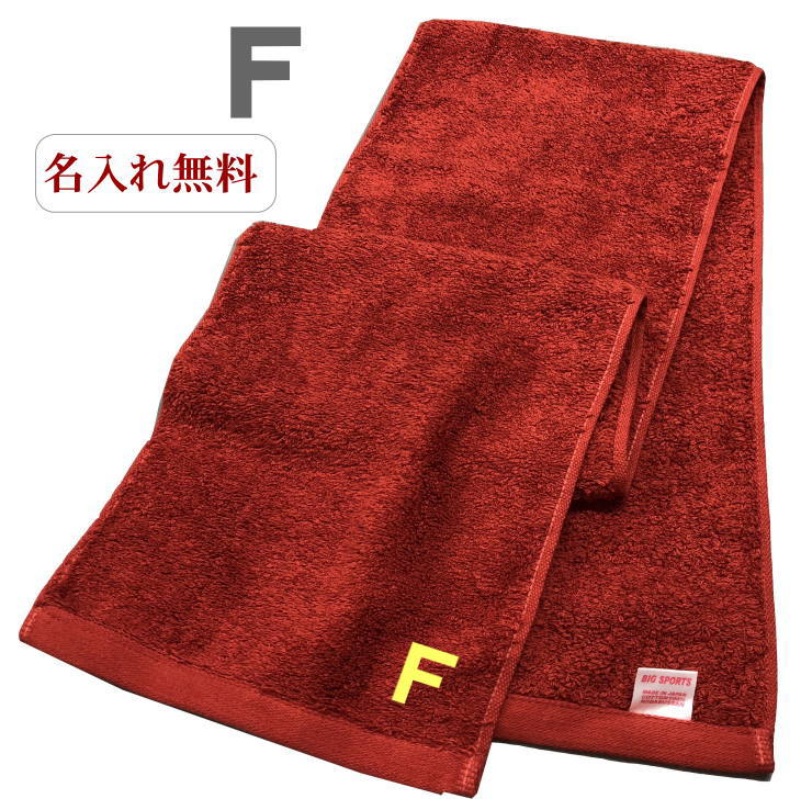 イニシャル タオル【名入れマフラータオルエンジ　F】名前入り 名いれスポーツ 運動会 応援 タオル 刺繍 中高生 プレゼント ジム用タオル 引退 運動部 20cm×115cm 高校 運動会 体育祭 今治