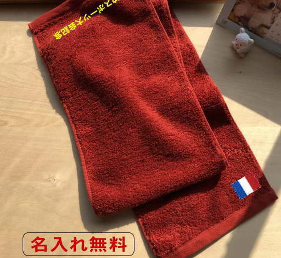 【名入れマフラータオルエンジ　国旗 フランス】名前入り 記念タオル タオル ネーム 刺繍 スポーツ 応援 タオル フランス マフラータオル 大会 優勝 賞品 文字入り プレゼント 継父タオル スポー