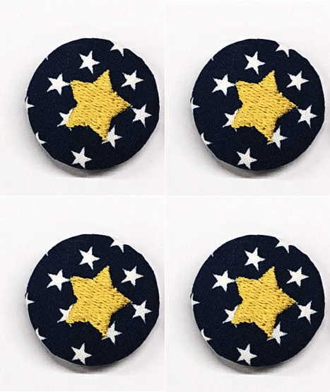 【刺繍やさんのクルミボタン/星4個】29mm 足つき 釦 くるみ ぼたん アクセサリー かわいい おでかけ 発表会 ハンドメイド 包み ぼたん 手芸 くるみボタン ヘアゴム アレンジ ネーム刺繍 タオル 目印 文字入り 今治