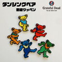 ダンシングベア 刺繍ワッペン デッドベア グレイトフルデッド GRATEFUL DEAD GD BEAR DANCING BEAR DEAD BEAR ROCK BAND ロック クマ くま 熊 カラフル サイケ ポップ 原色 ビビッドカラー くすみカラー ニュアンスカラー