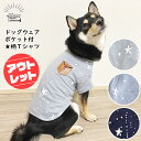 かわいらしい星の柄にポケットがついたカジュアルな半袖Tシャツ。ネイビーとブルーの2色でご用意いたしました。（小型犬,中型犬,大型犬服）