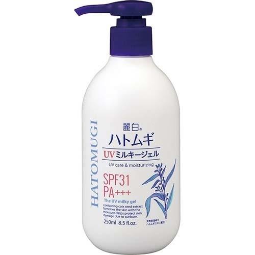 熊野油脂 麗白 ハトムギ UVミルキージェル SPF31　PA＋＋＋　ポンプタイプ 250ml 4513574027732 -ko