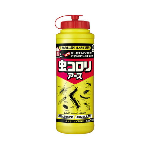【虫コロリアース (粉剤) の商品詳細】 さまざまな害虫まとめて退治！ ●害虫の駆除と屋内への侵入防止にすぐれた効果を発揮します。 ●有効成分にシフルトリンとプロポクスルを使用しており、速効性と残効性にすぐれています。 ●水をはじき、雨や湿気に強い撥水性パウダーなので、効きめが長持ちします。 広告文責： 株式会社しとん TEL 078-600-0366