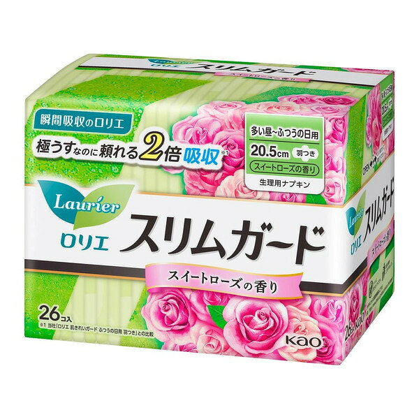 花王 ロリエスリムガード ローズ 多い昼〜ふつうの日 羽つき 26コ入 4901301306319 -ki
