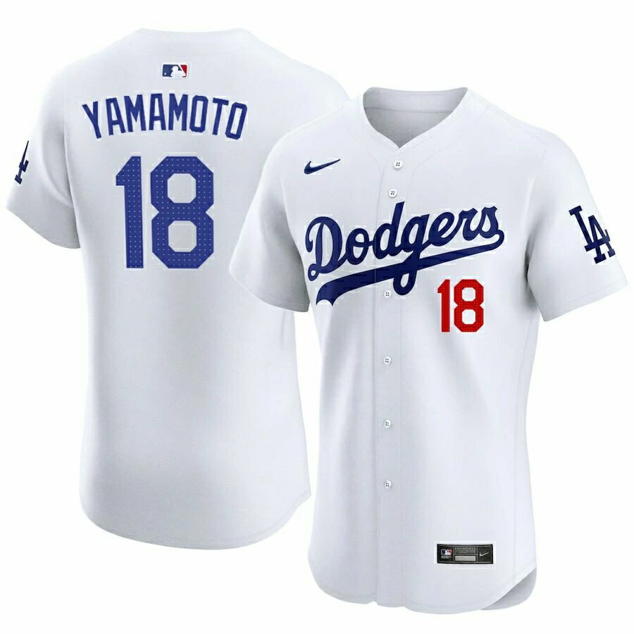 乐天商城 - MLB ドジャース 山本由伸選手 エリートユニフォーム オーセンティック ホワイト 198117422410 / 198117422157