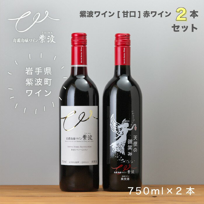 【送料込み】紫波ワイン甘口赤ワイン2本セット（紫波ヤマソービニオン・天使の微笑み）750ml×2本 自園自醸ワイン紫波 赤ワイン 甘口 ヤマソービニオン マスカットベーリーA 岩手県 紫波町 国産ワイン 日本ワイン