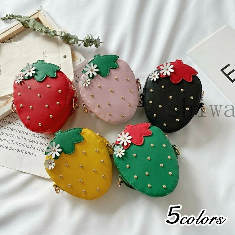 【送料無料】ショルダーバッグ いちご型 キッズ ショルダーバッグ 子供用 バッグ 斜めがけ 肩掛け 可愛..