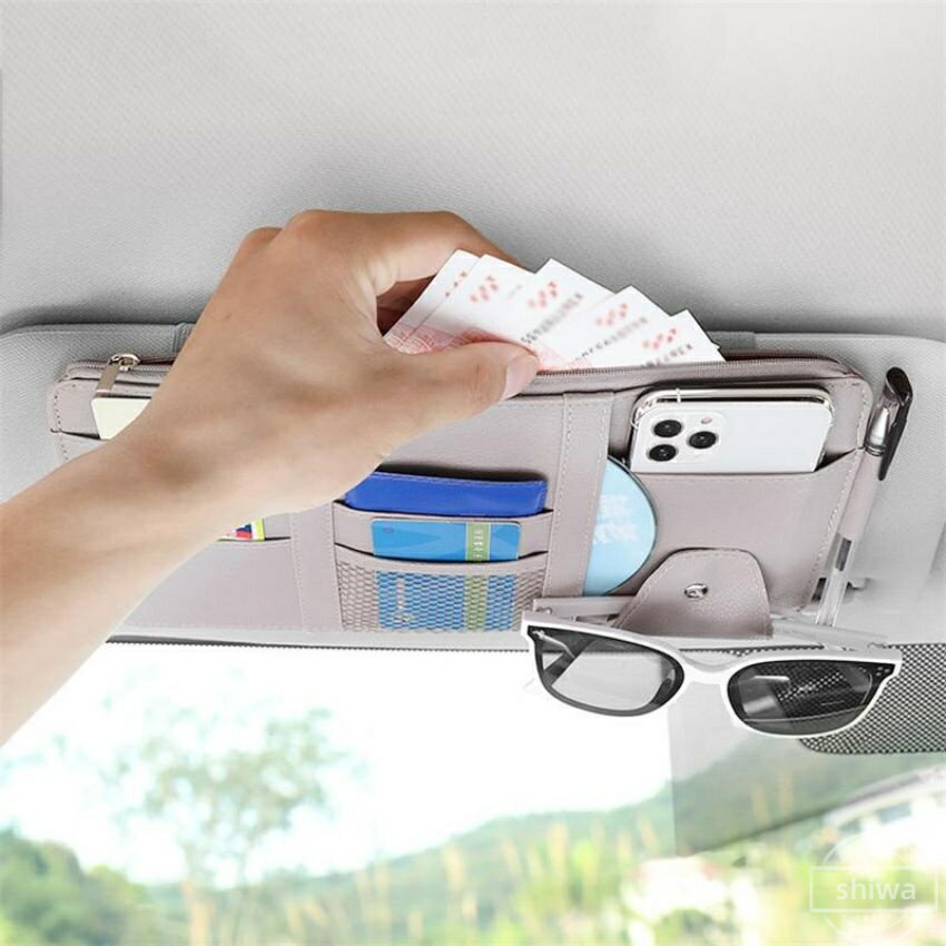 志和通商　楽天市場店の【送料無料】カード スマホ 取付簡単 収納ホルダー ポケット 多機能 メガネホルダー サングラスクリップ 車 収納 サンバイザー｜アングル2