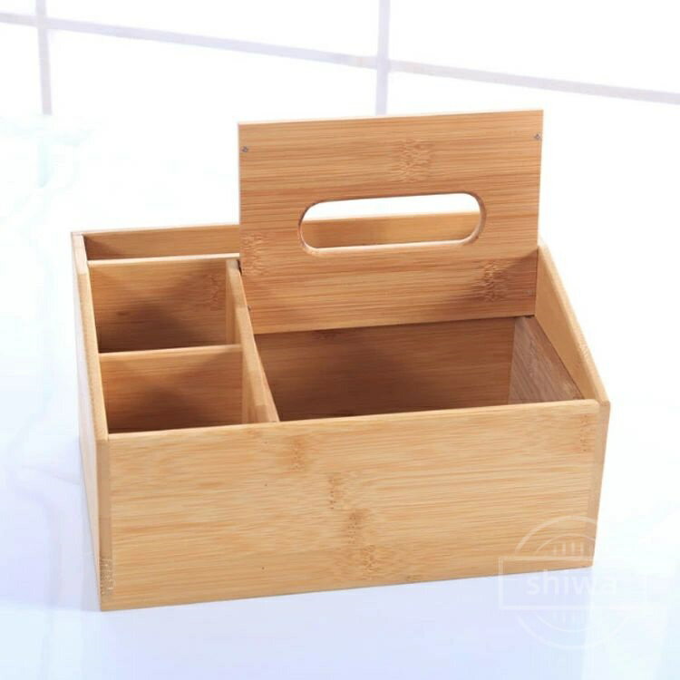 【送料無料】リモコンホルダー 収納ラック リモコン置き ティッシュ リモコンケース 竹製 収納 小物収納 多機能 ティッシュケース リモコン [2]