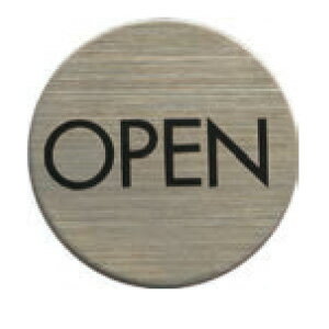 ステンレスプレート ST-R 018 粘着テープ付 直径40mm HCP／OPEN／開店／サインプレート／マンション／アパート／ホテル／ゲストハウス