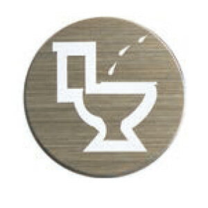 ステンレスプレート ST-R 038 粘着テープ付 直径40mm HCP／トイレマーク／サインプレート／マンション／アパート／ホテル／ゲストハウス