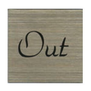 ステンレスプレート ST-S 006 粘着テープ付 40mm角 HCP／出口／OUT／サインプレート／マンション／アパート／ホテル／ゲストハウス