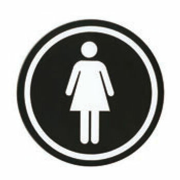 アクリルマットブラックプレート ACMB-R-001 粘着テープ付 直径120mm HCP／トイレマーク／女子／サインプレート／マンション／アパート／ホテル／ゲストハウス