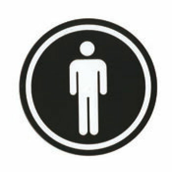 アクリルマットブラックプレート ACMB-R-002 粘着テープ付 直径120mm HCP／トイレマーク／男子／サインプレート／マンション／アパート／ホテル／ゲストハウス