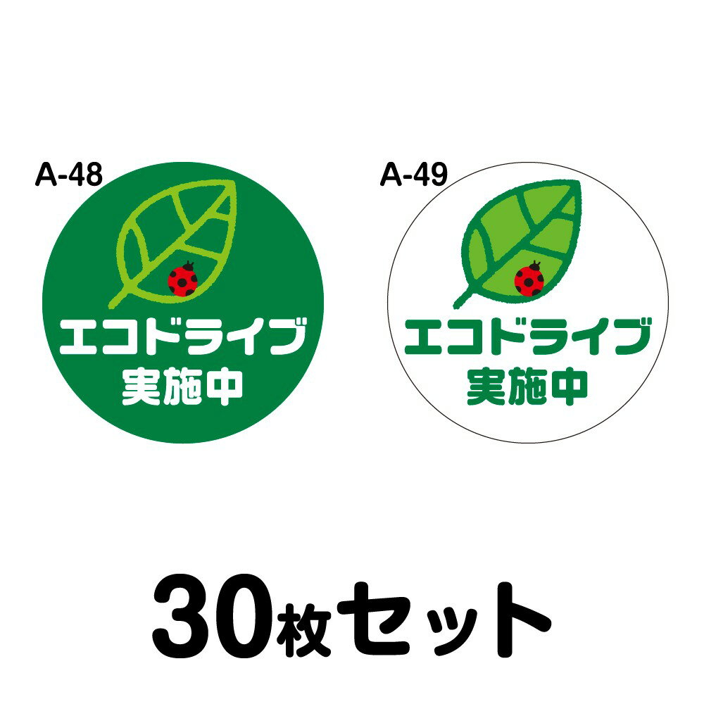 乐天商城 - 【マグネット変更OK】エコドライブステッカー 普通車用・30枚セット 280mmΦ・丸型 A-48／A-49 安全運転 車 自動車 エコ運転 ゆっくり おしゃれ かっこいい 追突防止 シール あおり運転 煽り運転 事故防止 丸形 まる型 幅28cm エコドライブ実施中