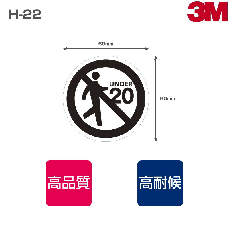 喫煙ステッカー H-22 表面艶消し（マットタイプ）W60mm×H60mm 12枚/シート 未成年者喫煙禁止 未成年者禁止エリア 未成年者入場禁止 未成年者禁止