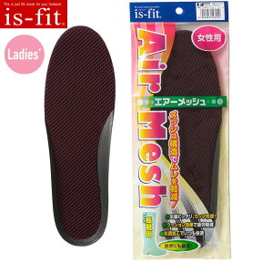 メッシュ構造でムレを軽減しさわやか快適な履き心地！　is-fit エアーメッシュインソール 【女性用 パープル】　インソール　中敷き　長靴用 rev