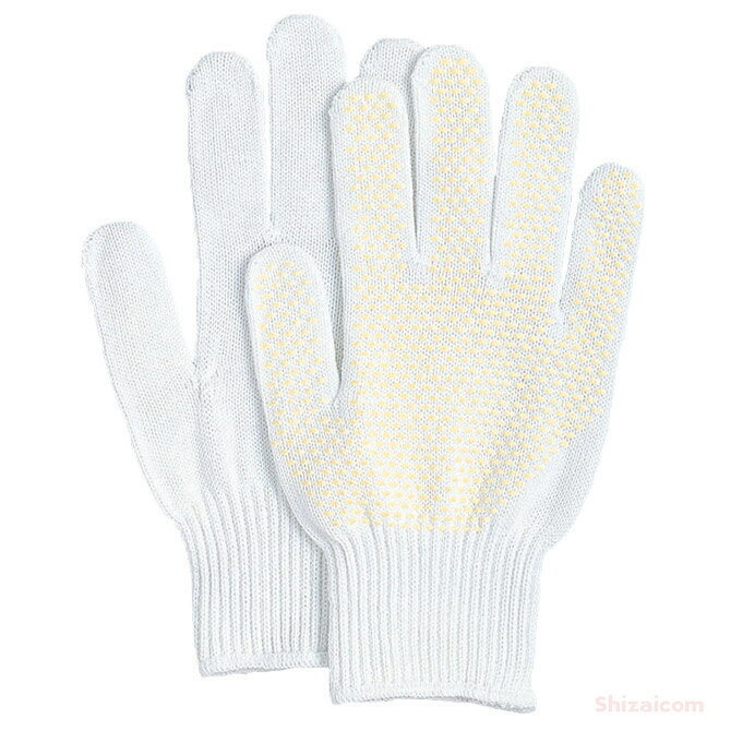 シザイコム　楽天市場店のおたふく手袋 No.313 ラバーボツ薄手 【10双入】 10ゲージ薄手タイプのスベリ止め手袋です。 作業手袋 スベリ止め手袋 軍手　rev｜アングル2