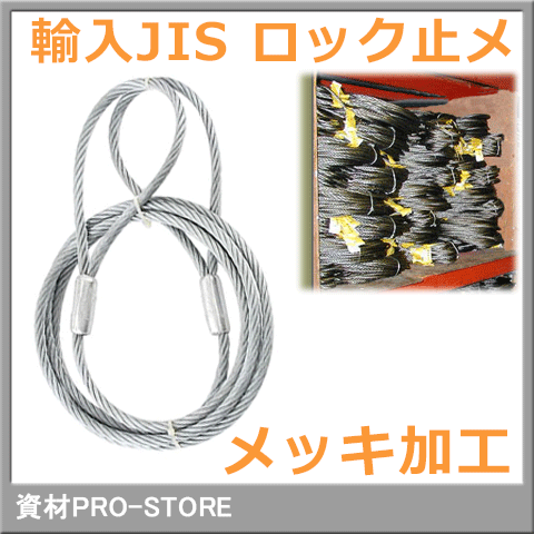 【10本組】JIS G/O 6×24 玉掛け メッキ加工 ロック止めワイヤーロープ 12mm×2m