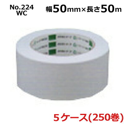 オカモト 環境思い No.224WC ホワイト 幅38mm×長さ50m×厚さ0.14mm　5ケース（60巻入×5ケース)(HA)＜法人宛限定＞