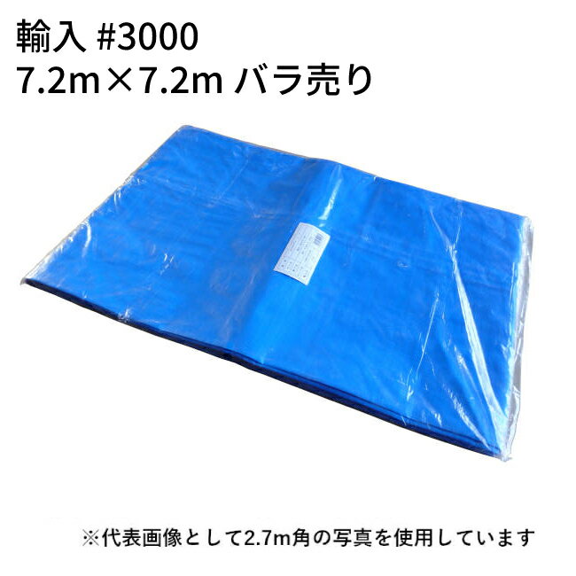 ブルーシート#3000 輸入 7.2m×7.2m (約32畳) バラ1枚 (T) ｜ 敷物 対策 海水浴 キャンプ 行楽 花見