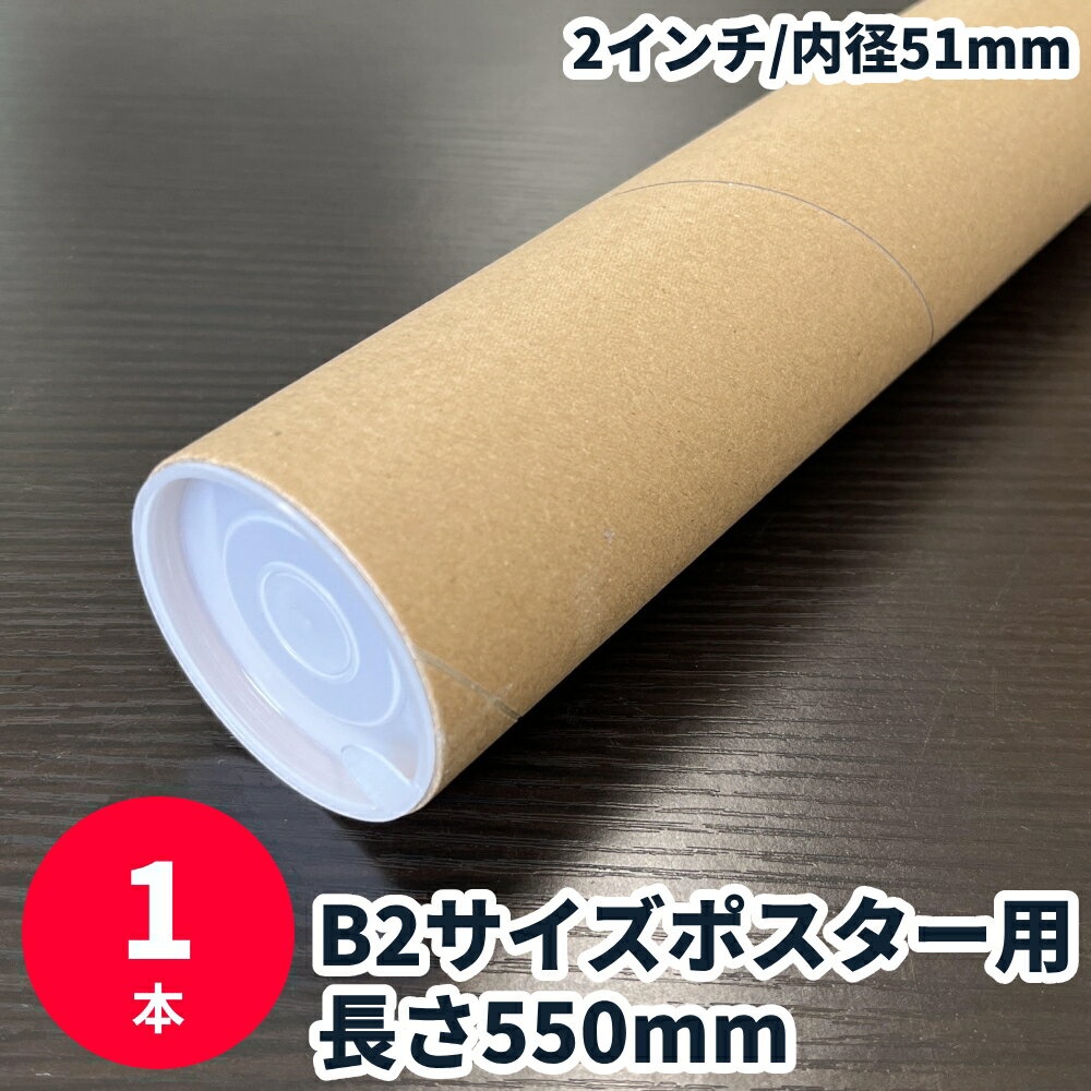 紙管 長さ550mm 1本 B2サイズ 2インチ 内径51mm キャップ付き 紙筒 紙芯 ポスター・書類等に最適