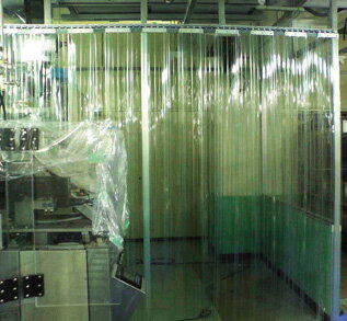 ビニールカーテン のれん式　（静電透明・リブ付）厚み2mm×幅300mm×長さ30m巻　国産品　1巻