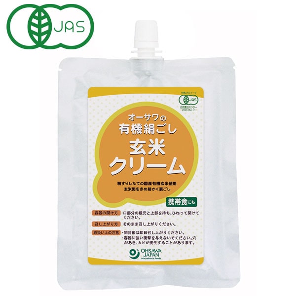 玄米粥を丁寧に裏ごしした／そのまま飲めて便利／介護食、養生食、携帯食などに■有機JAS認定品　■塩は「海の精」使用　■添加物不使用■赤ちゃんからお年寄りまで　■料理の素材としても使える【お召し上がり方】蓋を開け、そのまま飲んで下さい。商品詳細商品番号os9384原材料有機玄米（秋田・山形産）、食塩（海の精)内容量160g賞味期限製造日より常温で1年販売元オーサワジャパン株式会社広告文責有限会社自然館 0957-22-8770