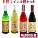 国産無添加いづつワイン4種セット（赤甘・ロゼ・白甘・白辛）（各720ml）【井筒ワイン】□