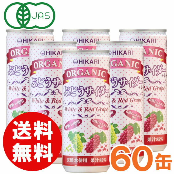 楽天PURE・HEART自然館【お得なまとめ買い】光食品 オーガニック ぶどうサイダー＋レモン（250ml×30本）【2ケースセット】缶【ヒカリ】【送料無料】□