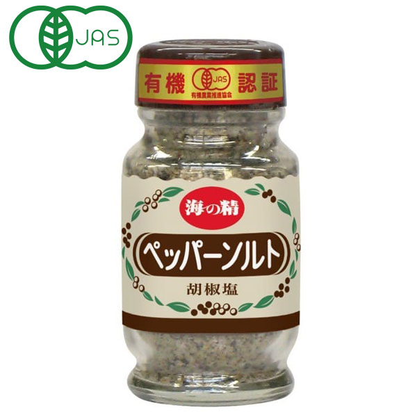 海外認証胡椒使用／ほどよい辛味と豊かな香り■「海の精」のやき塩に黒胡椒（10％）、白胡椒（10％）を配合　■調味塩として商品詳細商品番号ms10392原材料やきしお（海の精）、有機黒胡椒・白胡椒（スリランカ産）内容量55g賞味期限製造日より常温で2年販売元海の精株式会社広告文責有限会社自然館 0957-22-8770　