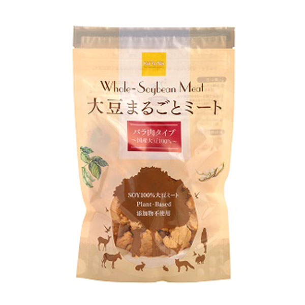 国産100％の大豆をまるごと使用、熱湯に5分入れるだけ。大豆の油分を昔ながらの圧搾法で大幅カット。また、植物性たんぱく質も豊富に含まれています。大豆なのにお肉のような食感です。湯戻し後、照り焼き、炒め物、煮物、カレー、焼きそばなど、和風・洋風・中華風いろいろなお料理にご利用いただけます。湯戻しした後にしょうが汁や醤油などで下味をつけたり、湯戻しの際にだし汁を使用します。湯戻ししただけでもお料理に使用できますが、よりお肉に近い食感にするには、素材を素揚げしたり、軽く炒めてから調理するとより一層美味しくお召し上がりいただけます。商品詳細商品番号sk122054原材料大豆（国産、分別生産流通管理済み）内容量80g賞味期限製造日より360日販売元株式会社 かるなぁ広告文責有限会社自然館 0957-22-8770【関連ワード】大豆ミート,大豆たん白,大豆タンパク,大豆たんぱく,ソイミート,大豆蛋白,植物性タンパク,植物性たん白,植物性蛋白,植物性たんぱく,代替肉,ベジタリアン,ヴィーガン,ビーガン,Vegan,ビーカン,ヴィーカン