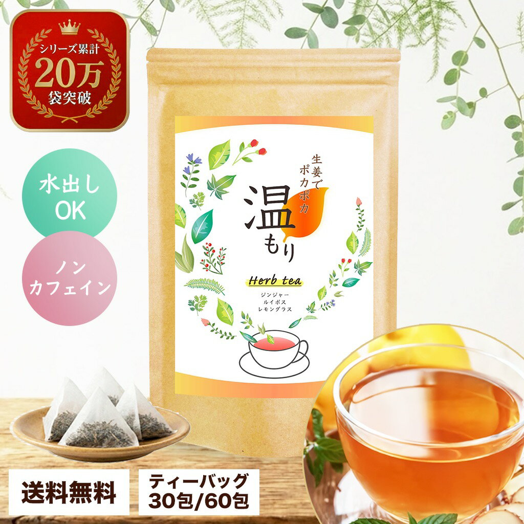生姜茶 ノンカフェイン ティーバッグ 水出し ハーブティー レモングラス ルイボス 生姜紅茶 お茶 健康茶 30包/60包 各1袋 ティーパック 冷え性 カフェインレス 送料無料