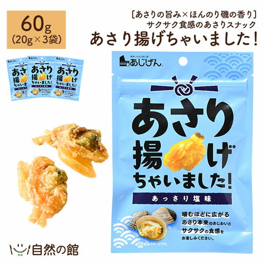 あさり揚げちゃいました60g(20g×3袋) あっさり塩味 送料無料 あさりスナック 揚げあさり ビール　おつまみ 非常食 保…