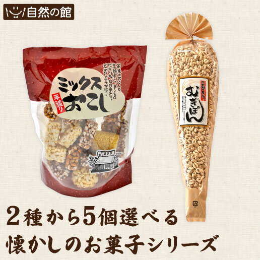 2種類から5個選べる懐かしのお菓子シリーズ ポン菓子 おこし お茶請け 駄菓子 お茶菓子 菓子 米菓子 自然の館