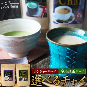 チャイ スパイス インスタント 2つ選べるチャイ ジンジャーチャイ 宇治抹茶チャイ(粉末)120g 牛乳がなくても作れる！ 高知県産生姜使用 紅茶 生姜パウダー 送料無料 ジンジャー しょうが 生姜 国産 チャイ chai お茶 自然の館 カフェ 保存食 非常食