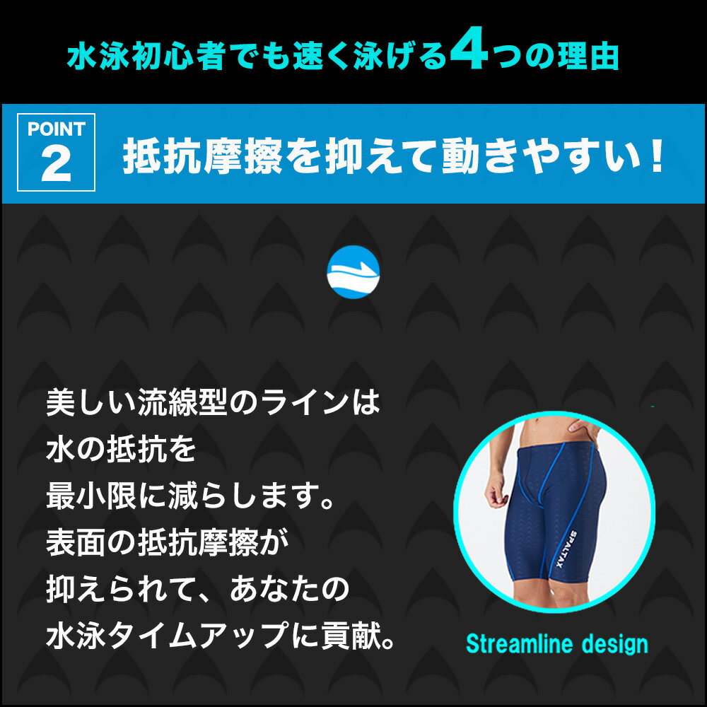 競泳水着メンズフィットネス水着【SPALTAX競泳用水着ひざ丈】水着メンズフィットネスジム練習用水泳用トレーニング水着ジム用スイムウェアスイミング水泳パンツ男性用黒