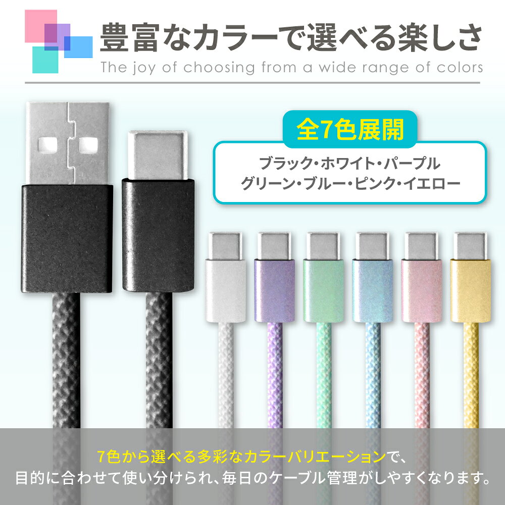 USB Type-C ケーブル usbケーブル タイプc 充電ケーブル 1m 2m ノートPC iPhone iP...