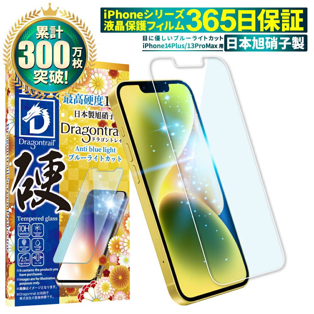 iPhone14 Plus フィルム iPhone13 Pro Max ガラスフィルム 目に優しい ブルーライトカット 10Hドラゴントレイル 液晶保護フィルム 保護フィルム shizukawill シズカウィル