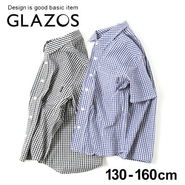 【セール】【GLAZOS】ギンガムチェック・半袖シャツ 子供服 男の子 カジュアル アメカジ キッズ ジュニア チェックシャツ 柄シャツ 襟付き 130cm 140cm 150cm 160cm グラソス 新作