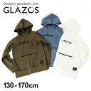 【セール】【GLAZOS】ポンチ・ドロップショルダーエンボスロゴプリントフードトレーナー 子供服 男の子 カジュアル アメカジ キッズ ジュニア パーカー プルオーバー ビッグシルエット おしゃれ かっこいい 130cm 140cm 150cm 160cm 170cm グラソス 春