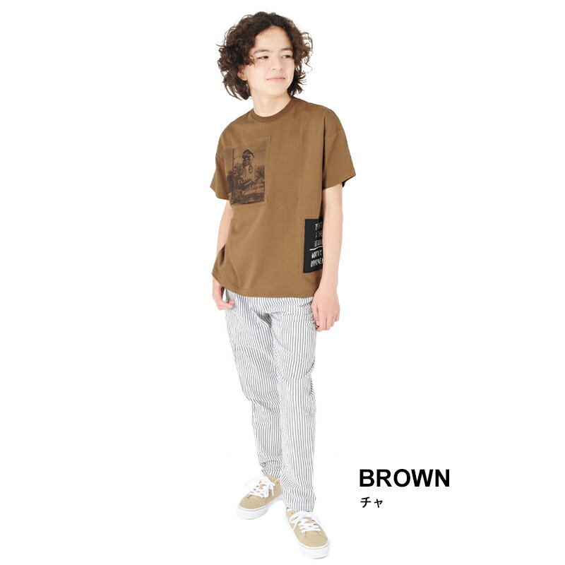 【GLAZOS】天竺・接触冷感ドロップショルダーアップリフォトプリント半袖Tシャツ 子供服 男の子 カジュアル アメカジ キッズ ジュニア ビッグシルエット ゆったり おしゃれ かっこいい 130cm 140cm 150cm 160cm 170cm グラソス 夏