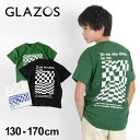 グラソス(GLAZOS)天竺・ドロップショルダーBOXチェッカープリント半袖Tシャツ 子供服 男の子 キッズ ジュニア 130cm 140cm 150cm 160cm 170cm 小学生 中学生 グラソス 半袖 Tシャツ おしゃれ トップス