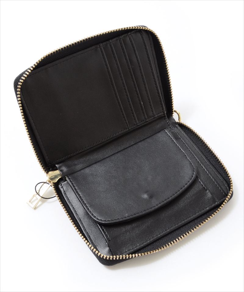 【ポイント10倍×送料無料】【GLAZOS Select】レザーデザイン・折り財布[ブラック]　子供服 男の子 キッズ ジュニア カジュアル アメカジ グラソスセレクト　ジップ付き　小銭入れ