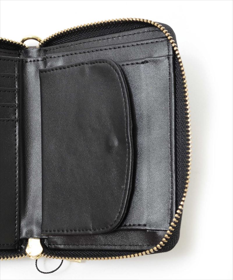 【ポイント10倍×送料無料】【GLAZOS Select】レザーデザイン・折り財布[ブラック]　子供服 男の子 キッズ ジュニア カジュアル アメカジ グラソスセレクト　ジップ付き　小銭入れ