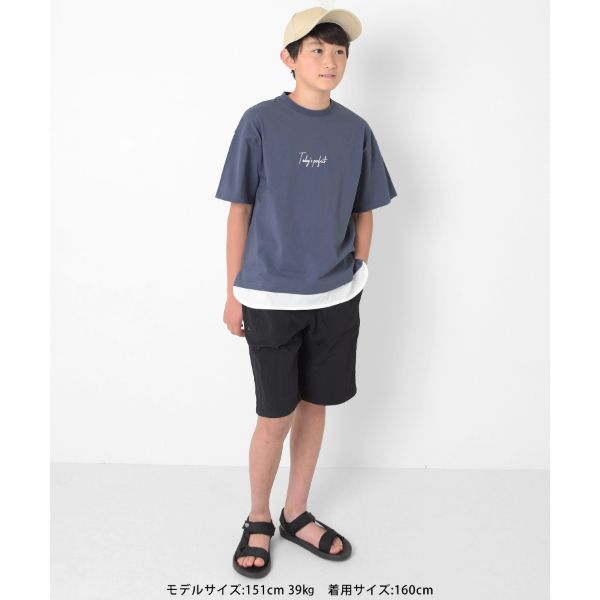 グラソス(GLAZOS)【接触冷感】裾レイヤード無地半袖Tシャツ 子供服 男の子 キッズ ジュニア 130cm 140cm 150cm 160cm 170cm 小学生 中学生 グラソス Tシャツ おしゃれ トップス