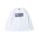 グラソス(GLAZOS)フロッキーカレッジロゴプリント長袖Tシャツ